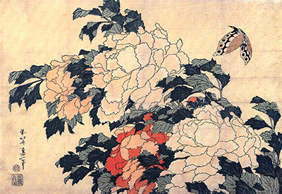 Peonies and Butterfly Hokusai